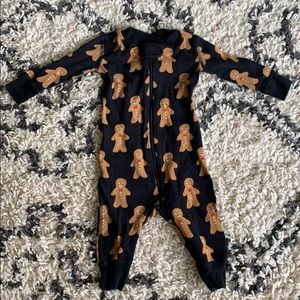 Baby holiday gingerbread zip up pajamas